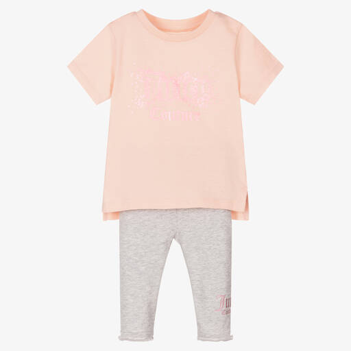 Juicy Couture-Girls Pink & Grey Leggings Set | Childrensalon Outlet