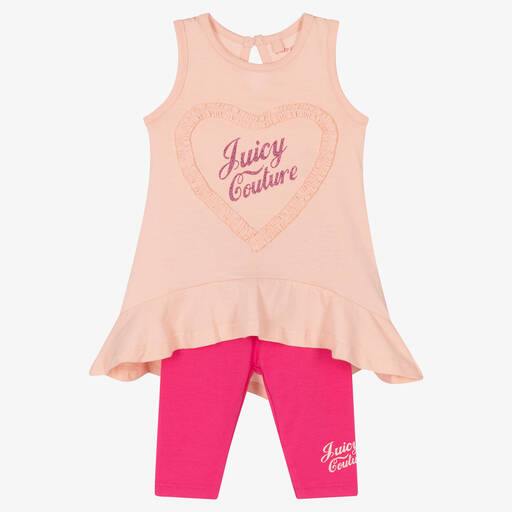 Juicy Couture-Girls Pink Logo Leggings Set | Childrensalon Outlet