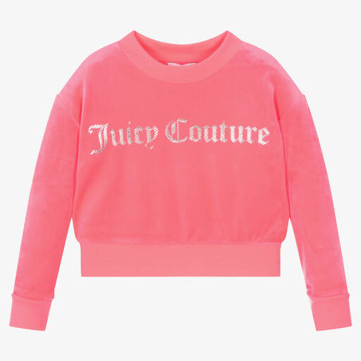 Juicy Couture-Girls Pink Velour Sweatshirt | Childrensalon Outlet