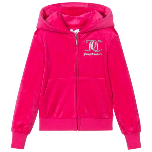 Juicy Couture-Girls Pink Velour Zip-Up Top | Childrensalon Outlet