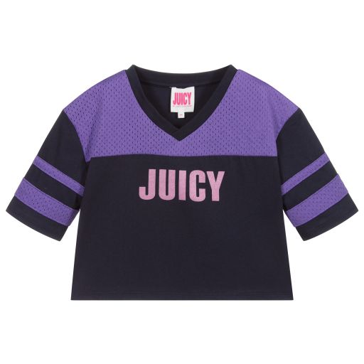Juicy Couture-تيشيرت قصير قطن جيرسي لون بنفسجي وأزرق | Childrensalon Outlet