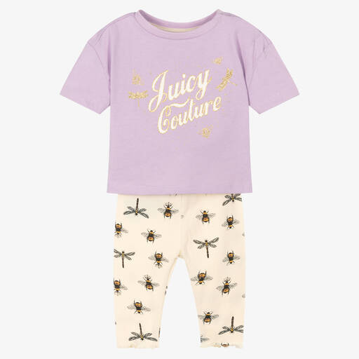 Juicy Couture-Girls Purple Top & Ivory Leggings Set | Childrensalon Outlet