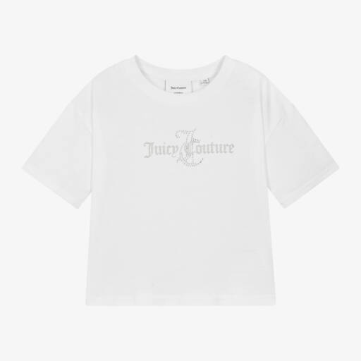 Juicy Couture-Girls Radiant White Cotton Tee | Childrensalon Outlet