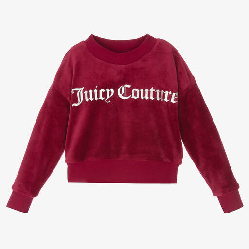 Juicy Couture-Girls Red Velour Sweatshirt | Childrensalon Outlet