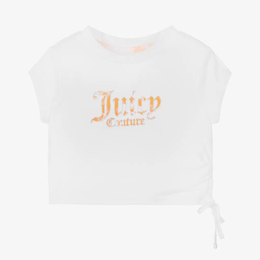 Juicy Couture-Girls White Cotton Logo T-Shirt | Childrensalon Outlet