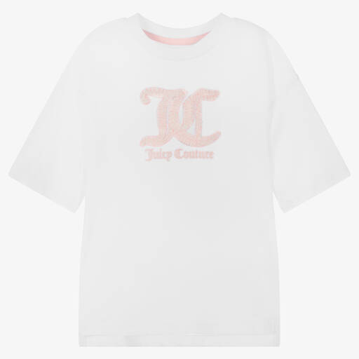 Juicy Couture-Girls White Cotton Logo T-Shirt | Childrensalon Outlet