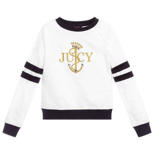 Juicy Couture-سويتشيرت قطن جيرسي لون أبيض وكحلي للبنات | Childrensalon Outlet