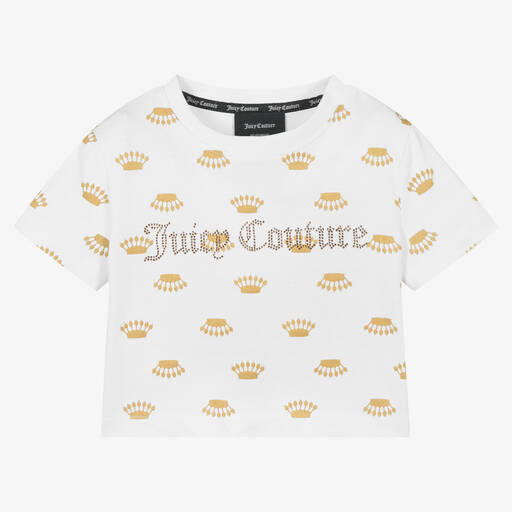 Juicy Couture-Girls White Cotton T-Shirt | Childrensalon Outlet