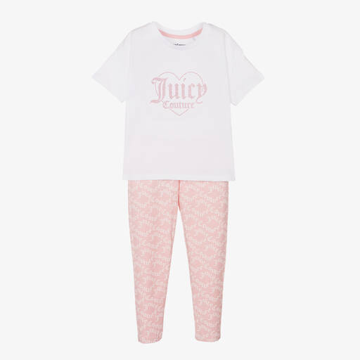 Juicy Couture-Белый топ и розовые легинсы из хлопка для девочек | Childrensalon Outlet