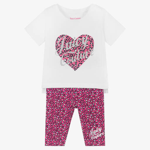 Juicy Couture-Girls White Top & Pink Leggings Set | Childrensalon Outlet