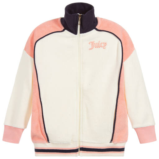 Juicy Couture-Ivory & Pink Zip-Up Top | Childrensalon Outlet