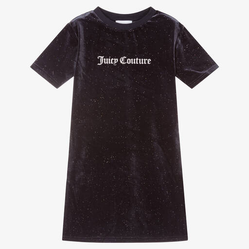 Juicy Couture-Navy Blue Logo Velour Dress | Childrensalon Outlet