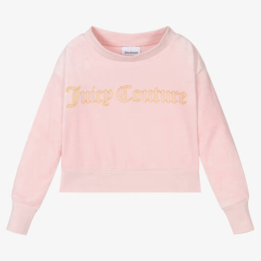 Juicy Couture-Pink Velour Logo Sweatshirt | Childrensalon Outlet