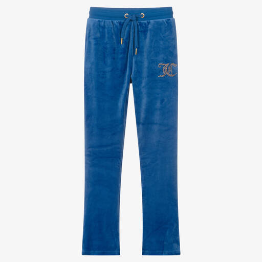 Juicy Couture-Pantalon de jogging bleu en velours | Childrensalon Outlet