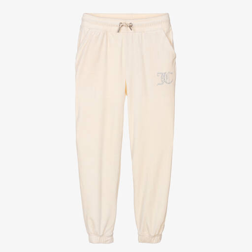 Juicy Couture-Teen Girls Ivory Diamanté Velour Joggers | Childrensalon Outlet