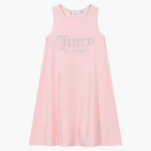 Juicy Couture-فستان تينز بناتي قطيفة لون زهري | Childrensalon Outlet