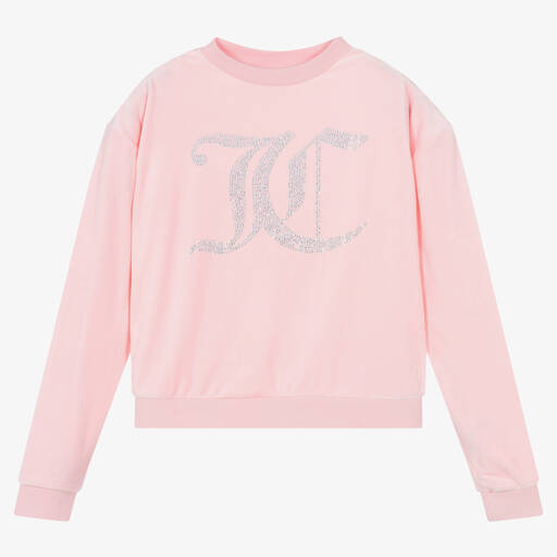 Juicy Couture-سويتشيرت تينز بناتي قطيفة لون زهري | Childrensalon Outlet