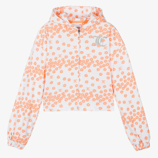 Juicy Couture-Teen Girls White & Orange Zip-Up Hoodie | Childrensalon Outlet