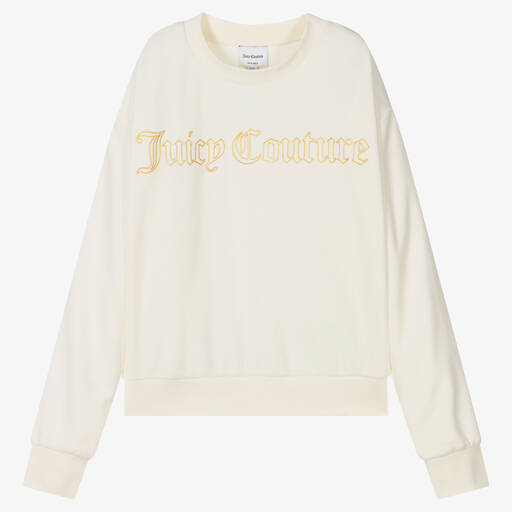 Juicy Couture-Teen Ivory Velour Sweatshirt | Childrensalon Outlet