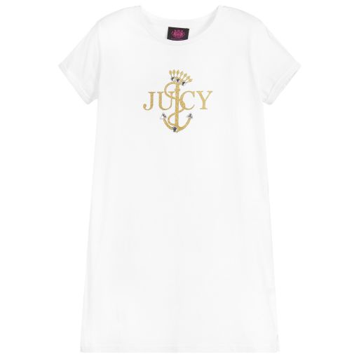 Juicy Couture-فستان قطن ومودال جيرسي لون أبيض | Childrensalon Outlet