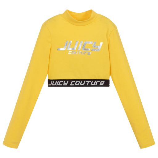 Juicy Couture-Yellow Cropped Logo Top | Childrensalon Outlet