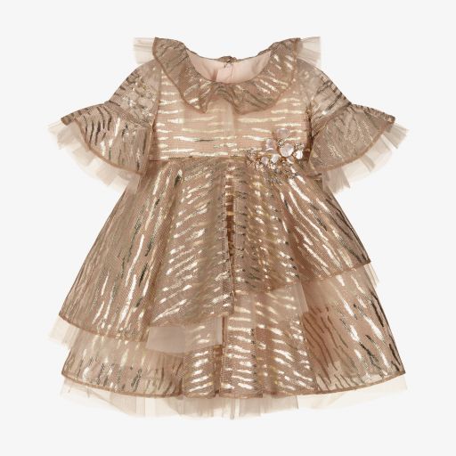 Junona-Baby Girls Pink Chiffon Dress | Childrensalon Outlet