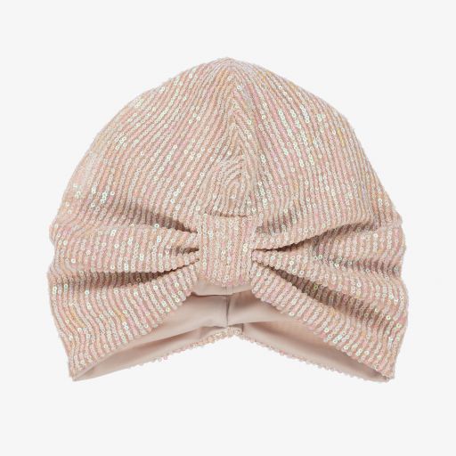 Junona-Beige & Pink Sequinned Turban | Childrensalon Outlet