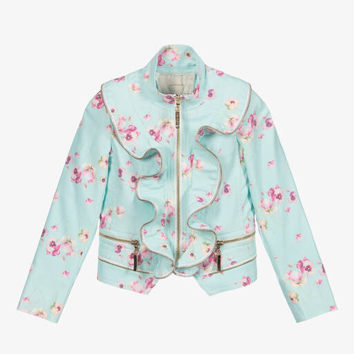 Junona-Blaue Baumwolljacke mit Blumenmotiv | Childrensalon Outlet