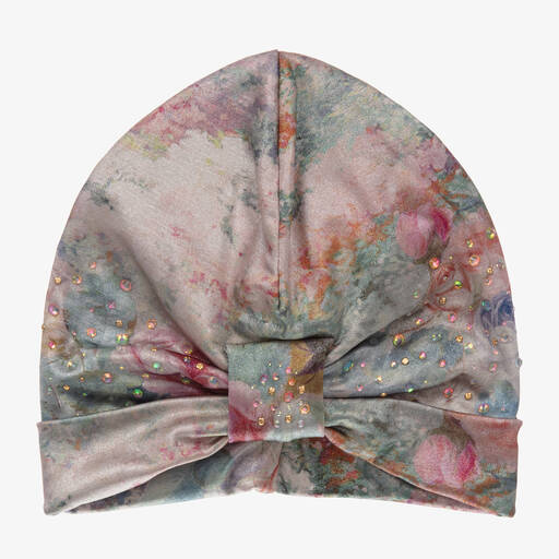 Junona-Turban bleu et rose à fleurs | Childrensalon Outlet