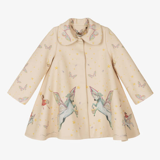 Junona-Manteau beige à licornes fille | Childrensalon Outlet