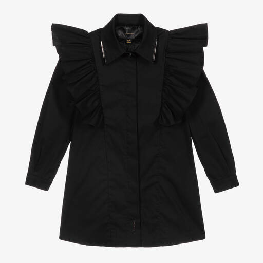 Junona-Girls Black Cotton Shirt Dress | Childrensalon Outlet