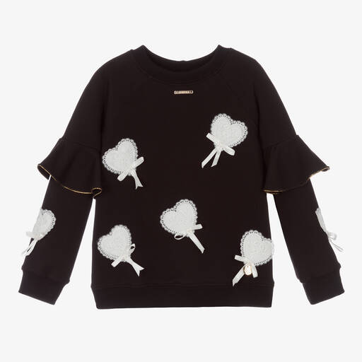 Junona-Girls Black Cotton Sweatshirt | Childrensalon Outlet