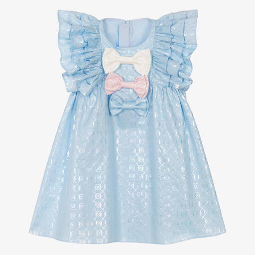Junona-Girls Blue Bows Dress | Childrensalon Outlet