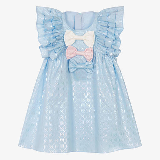 Junona-Robe bleue à nœud fille | Childrensalon Outlet