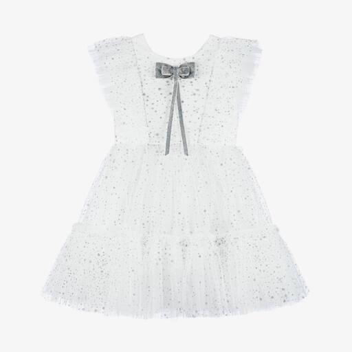 Junona-Girls Glittery White Tulle Gown | Childrensalon Outlet