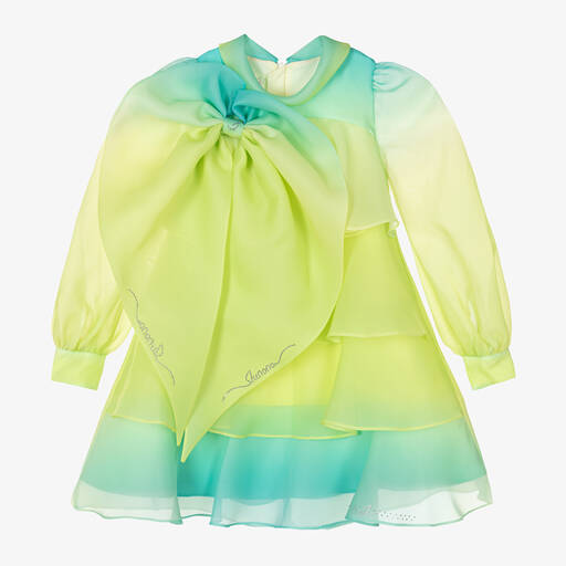Junona-Girls Green Ombré Tiered Organza Dress | Childrensalon Outlet