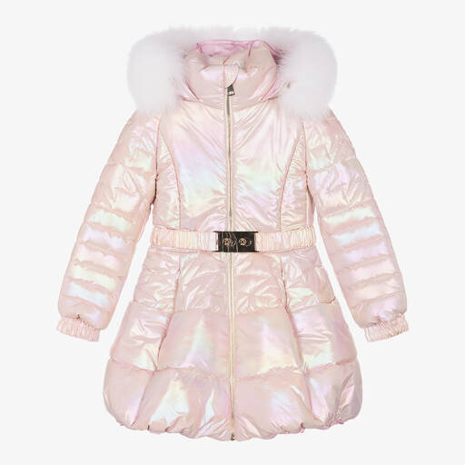 Junona-Girls Iridescent Pink Puffer Coat | Childrensalon Outlet