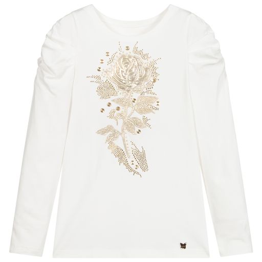 Junona-Girls Ivory Cotton Top | Childrensalon Outlet