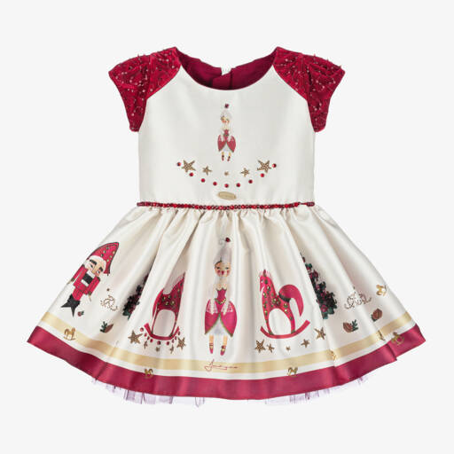 Junona-Girls Ivory Satin Festive Dress | Childrensalon Outlet