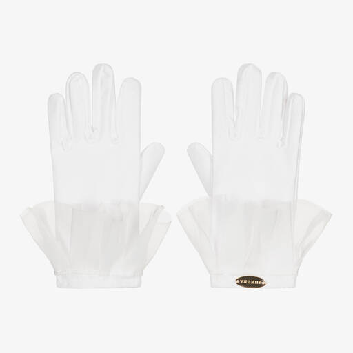 Junona-Girls Ivory Satin Tulle Gloves | Childrensalon Outlet