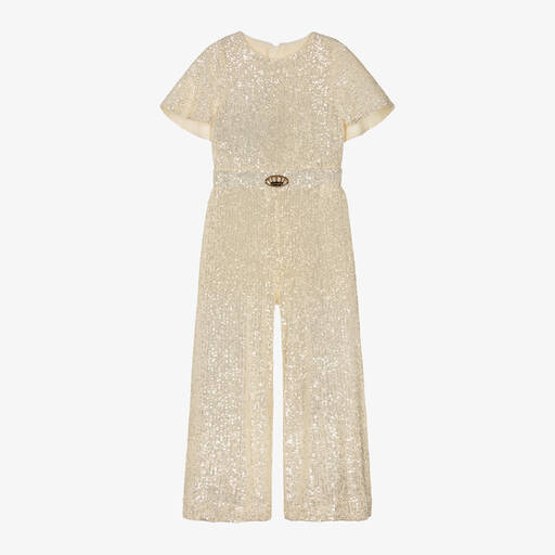Junona-Girls Ivory Sequinned Jumpsuit | Childrensalon Outlet