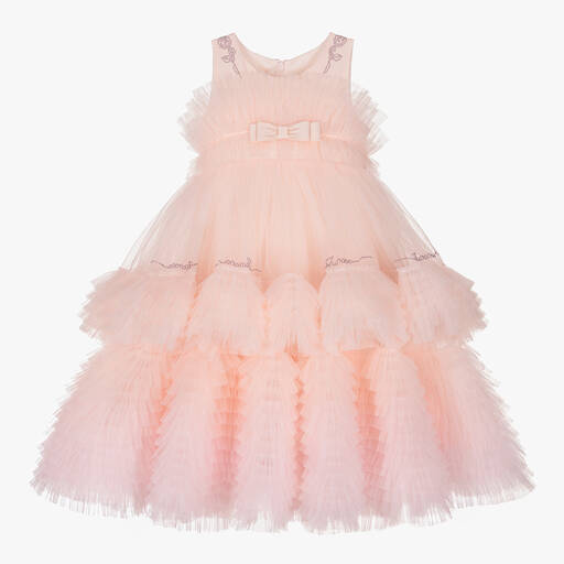 Junona-Girls Pale Pink Tulle Dress | Childrensalon Outlet