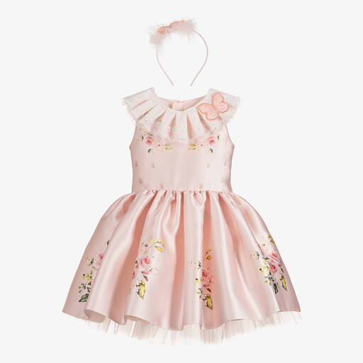 Junona-طقم فستان ساتان لون زهري - 3 قطع | Childrensalon Outlet