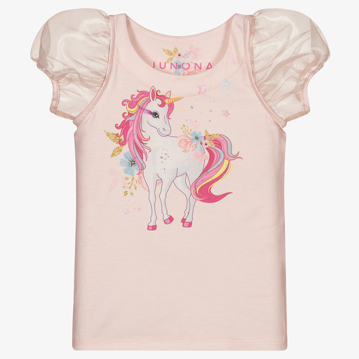 Junona-Girls Pink Cotton T-Shirt | Childrensalon Outlet