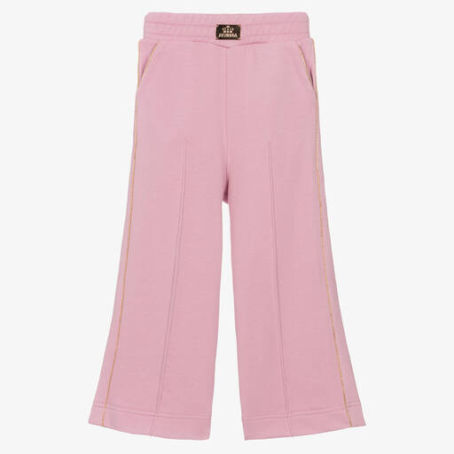 Junona-Girls Pink & Gold Cotton Wide-Leg Joggers | Childrensalon Outlet