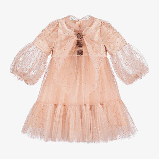 Junona-Girls Pink Sequin Tulle Gown | Childrensalon Outlet
