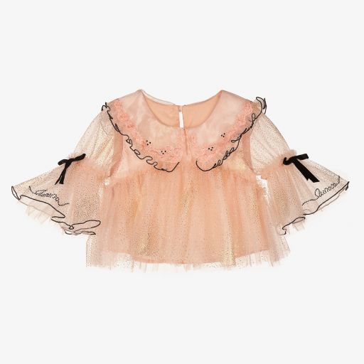 Junona-Girls Pink Tulle Blouse | Childrensalon Outlet