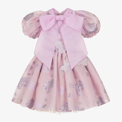 Junona-Girls Purple Floral Jacquard Dress | Childrensalon Outlet