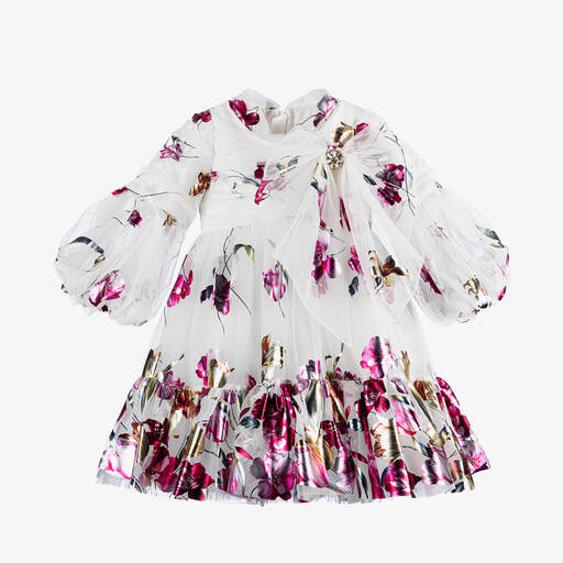 Junona-Белое платье из тюля с цветами для девочек | Childrensalon Outlet