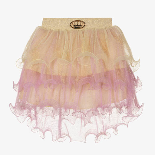 Junona-Желто-сиреневая юбка из тюля с рюшами | Childrensalon Outlet